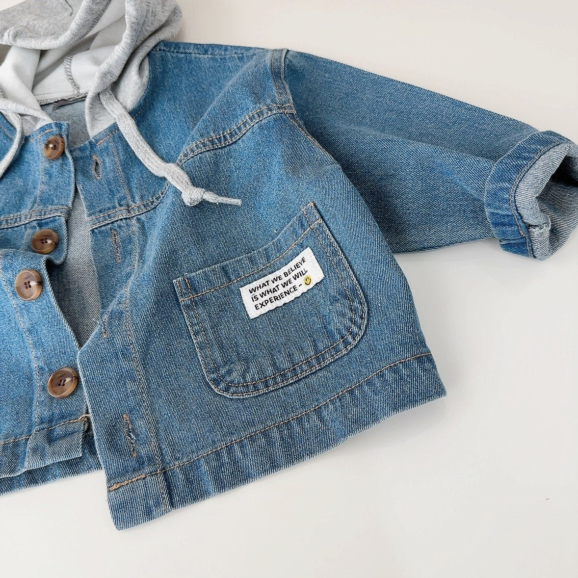 Label Hooded Denim Jacket
