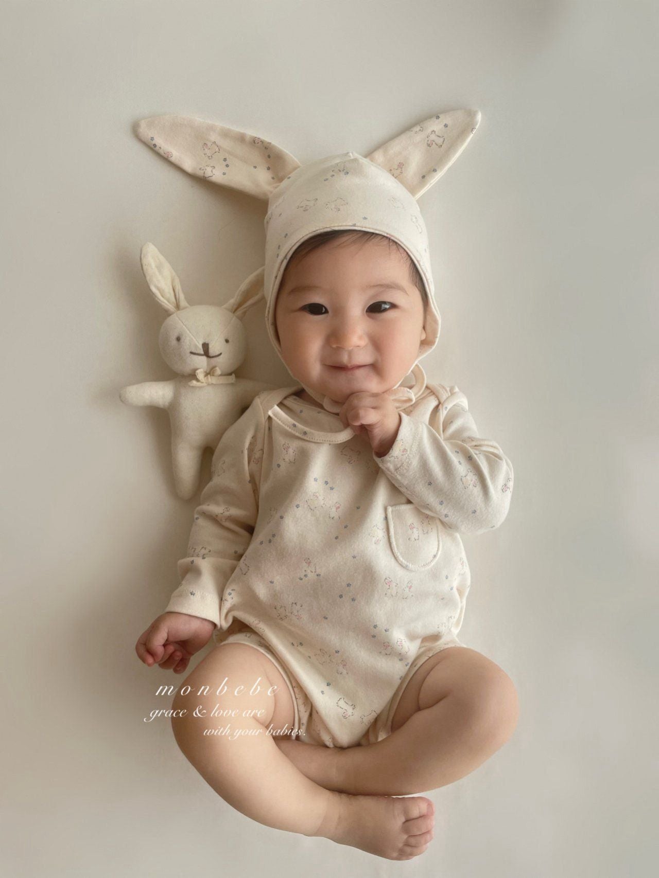 Print Bear Bunny Suit (with Bonnet)