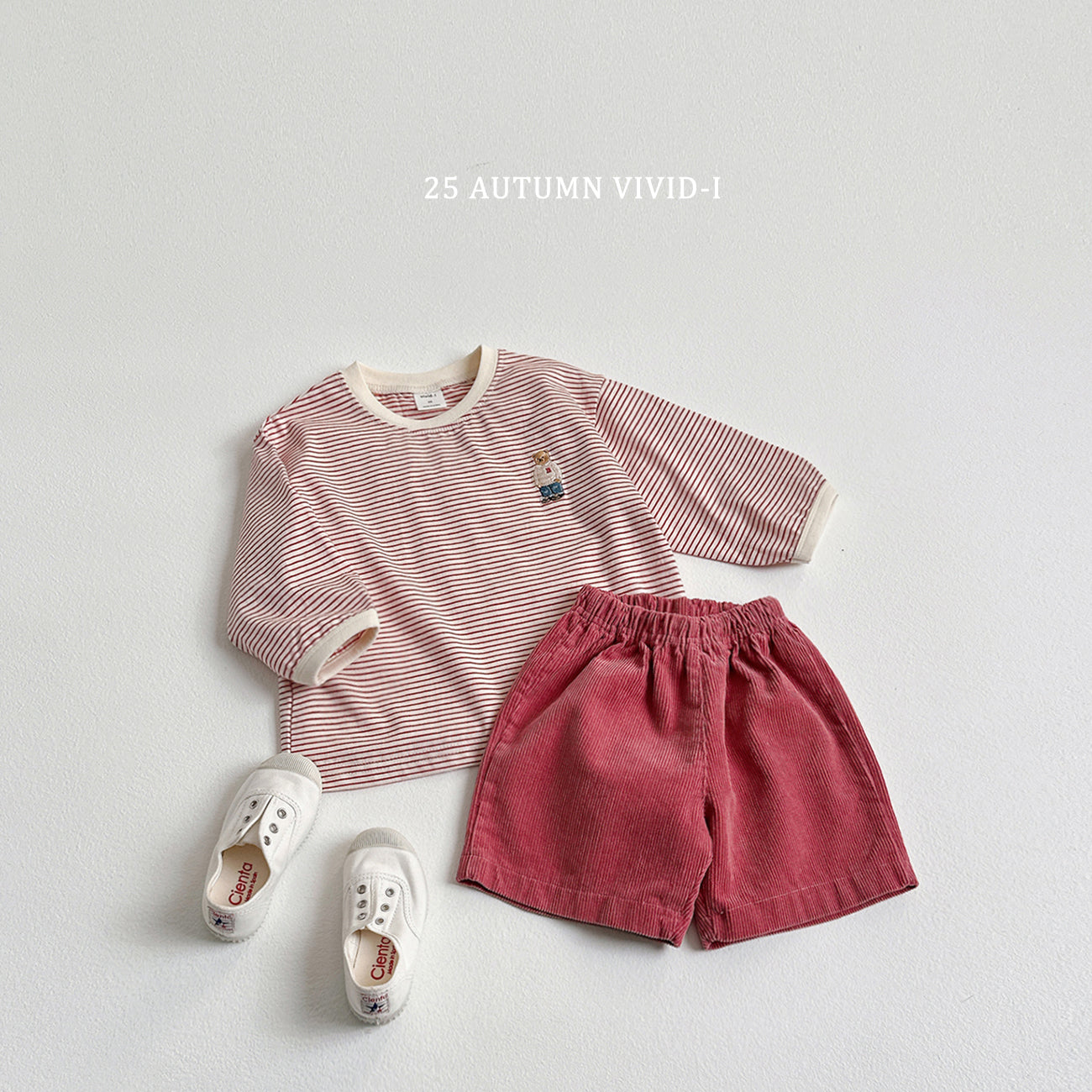 Bear Embroidery Stripe T-shirt