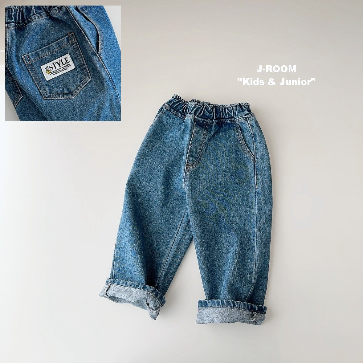Point Label Wide Denim Pants
