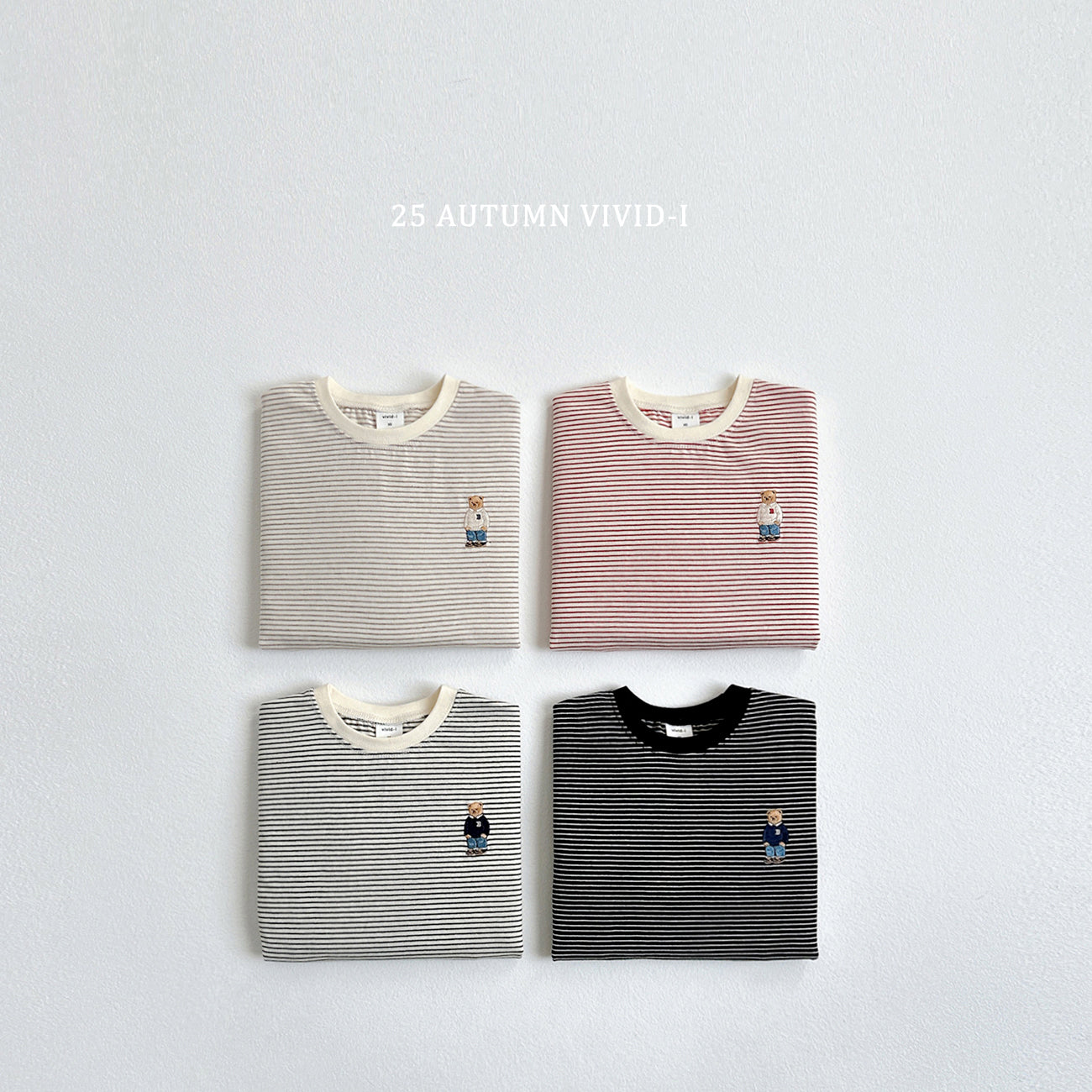 Bear Embroidery Stripe T-shirt