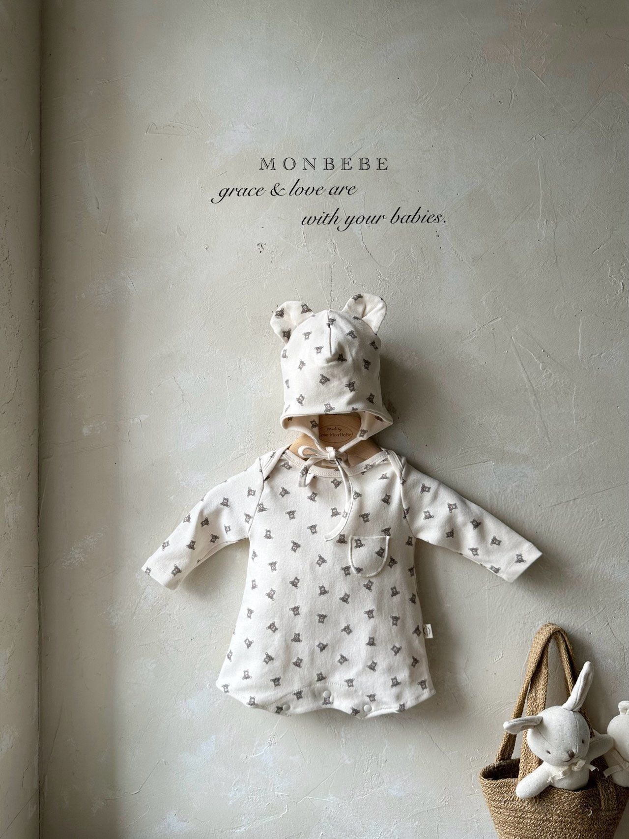 Print Bear Bunny Suit (with Bonnet)