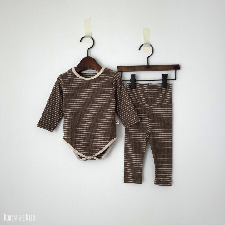 Striped Ribbed Bodysuit Set