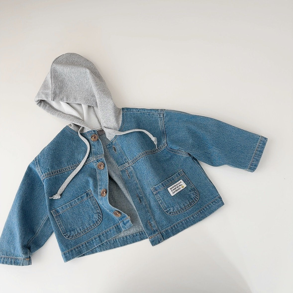 Label Hooded Denim Jacket