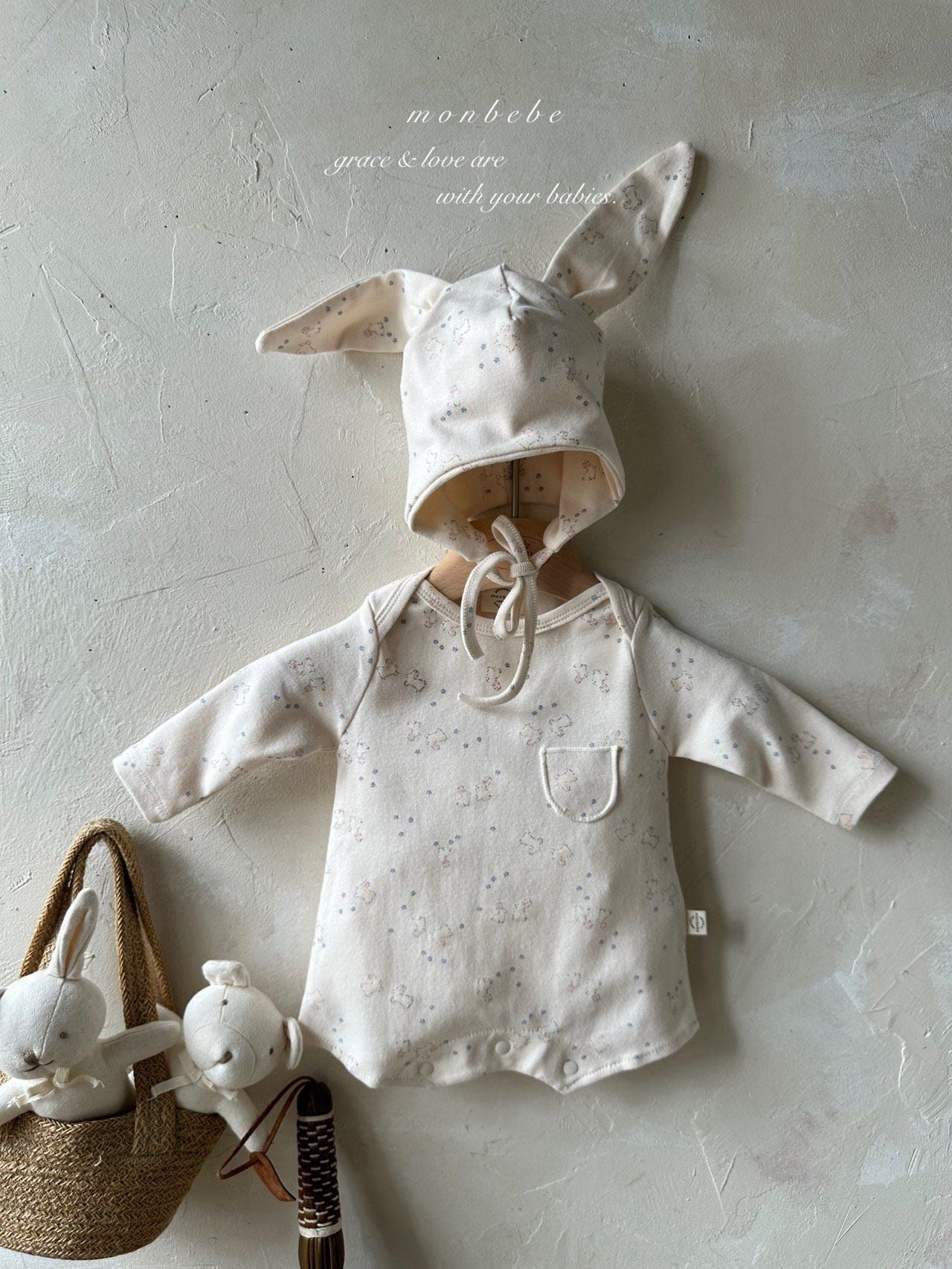 Print Bear Bunny Suit (with Bonnet)