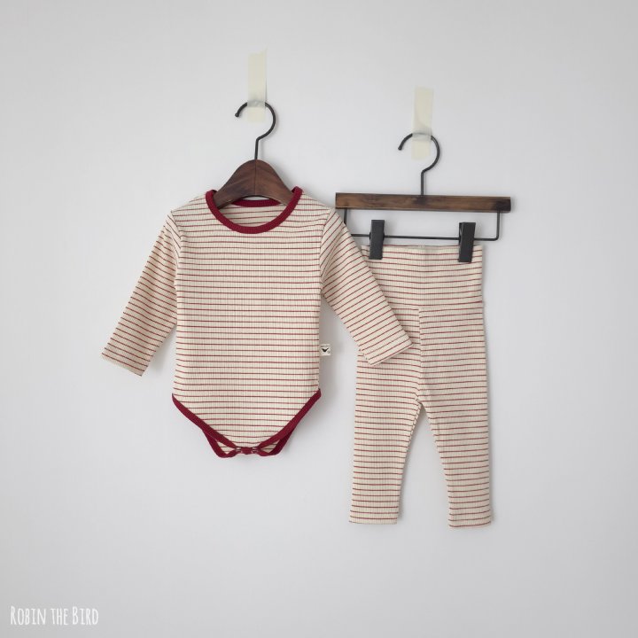 Striped Ribbed Bodysuit Set