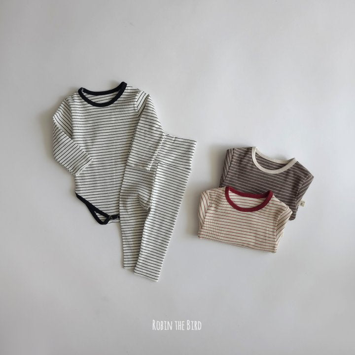 Striped Ribbed Bodysuit Set