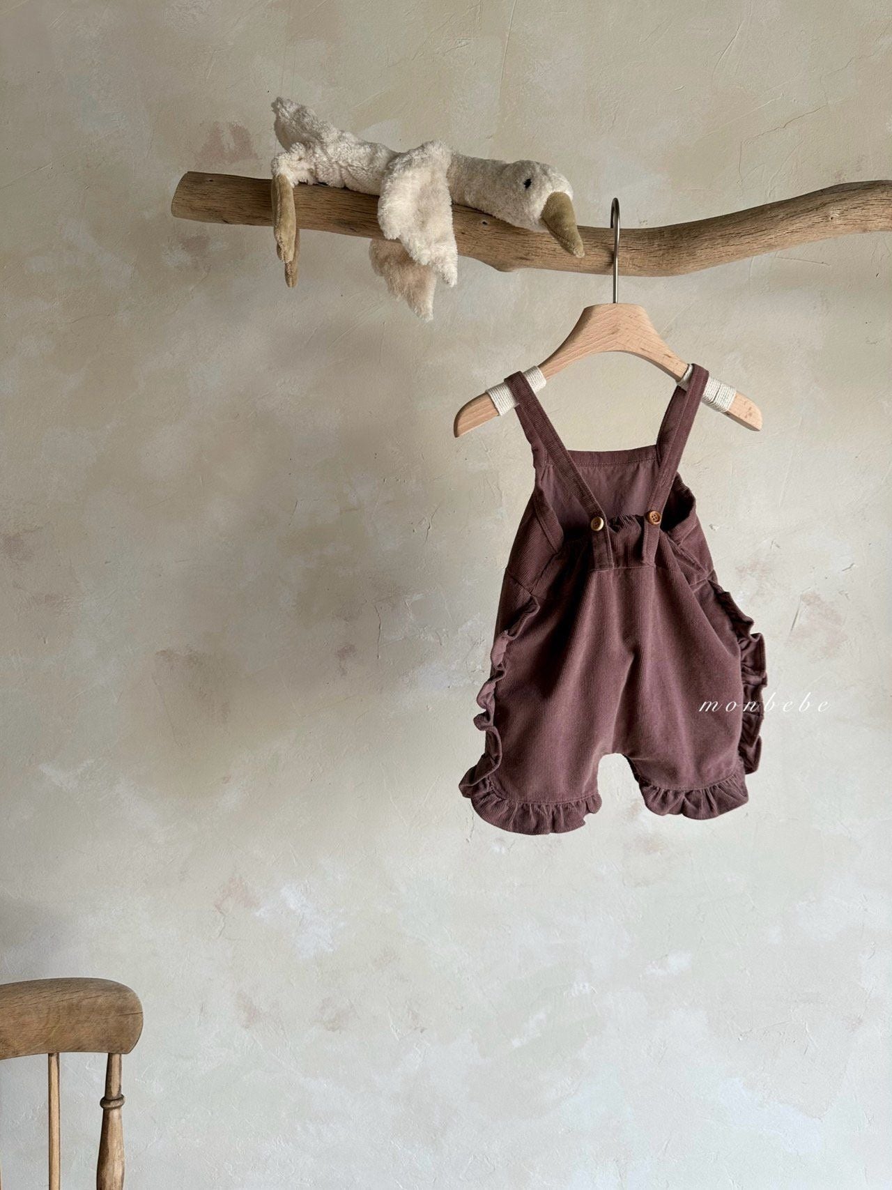 Frill Corduroy Suspender Pants