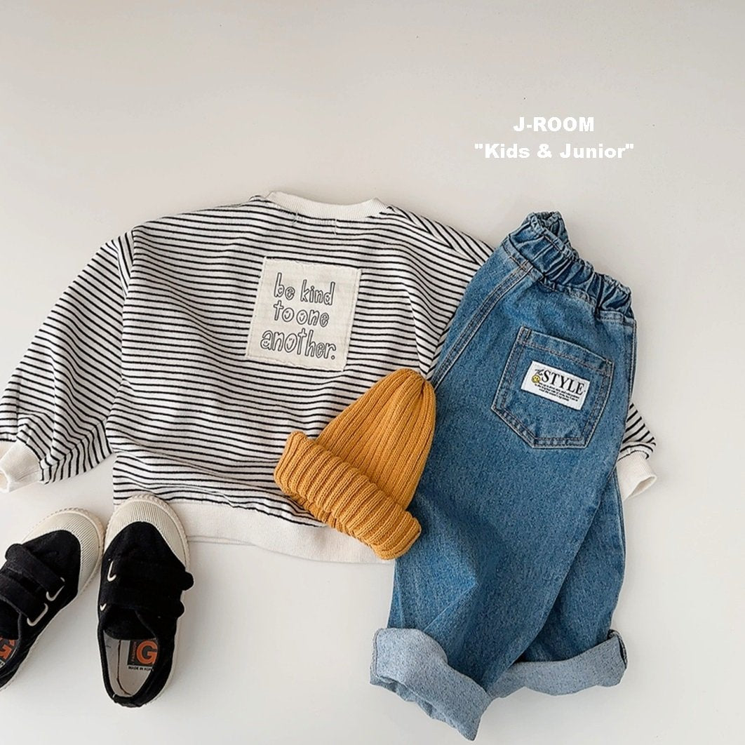 Point Label Wide Denim Pants