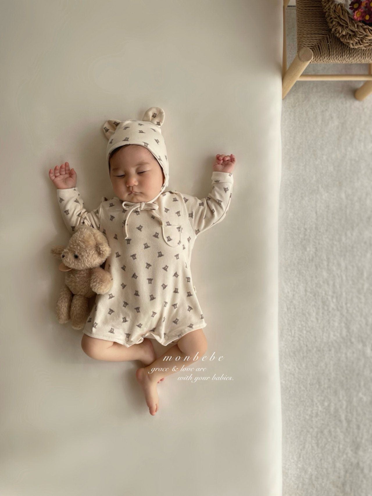 Print Bear Bunny Suit (with Bonnet)
