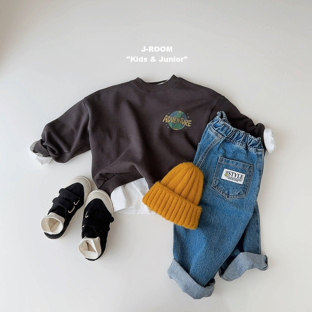 Point Label Wide Denim Pants