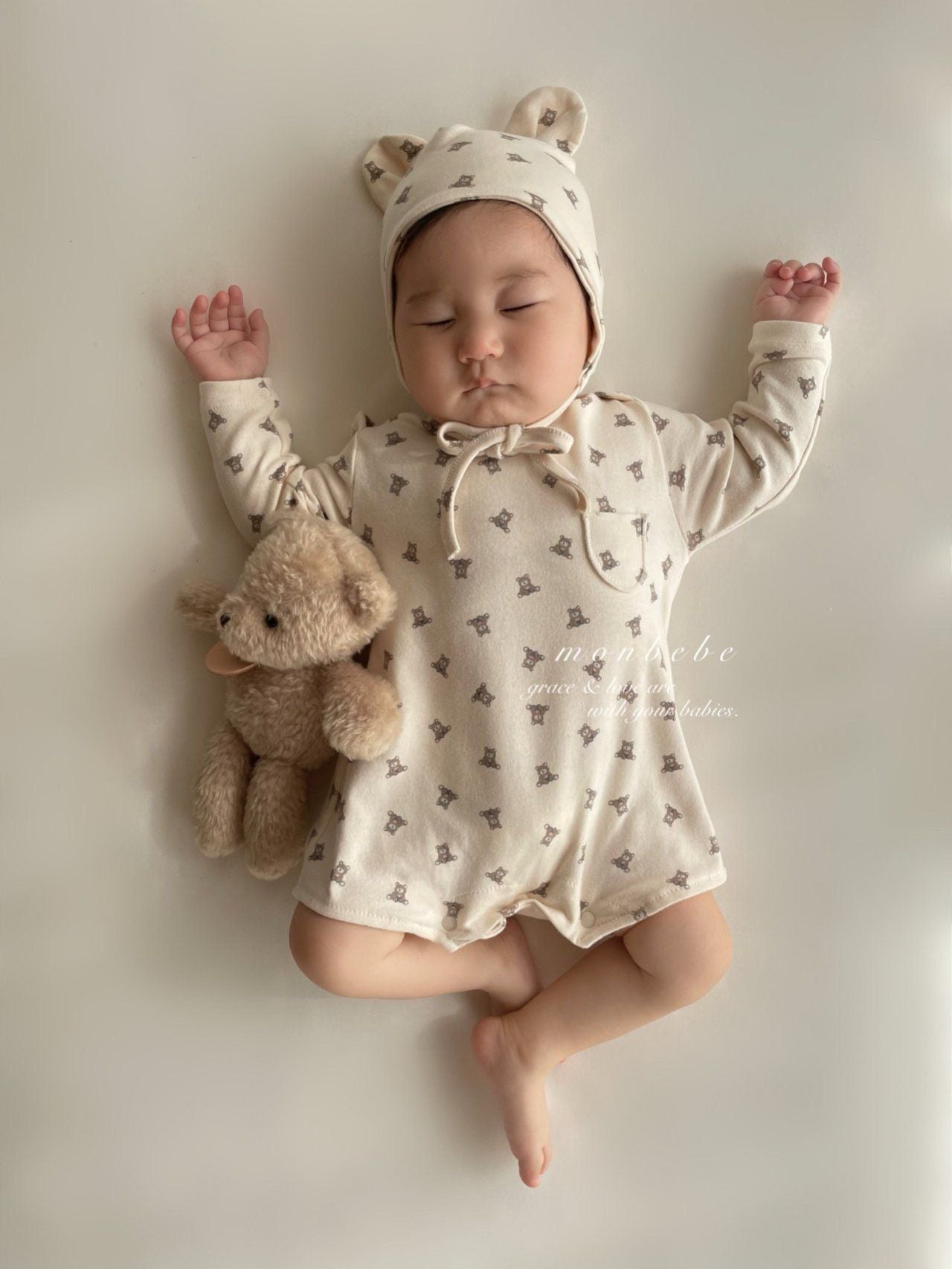 Print Bear Bunny Suit (with Bonnet)