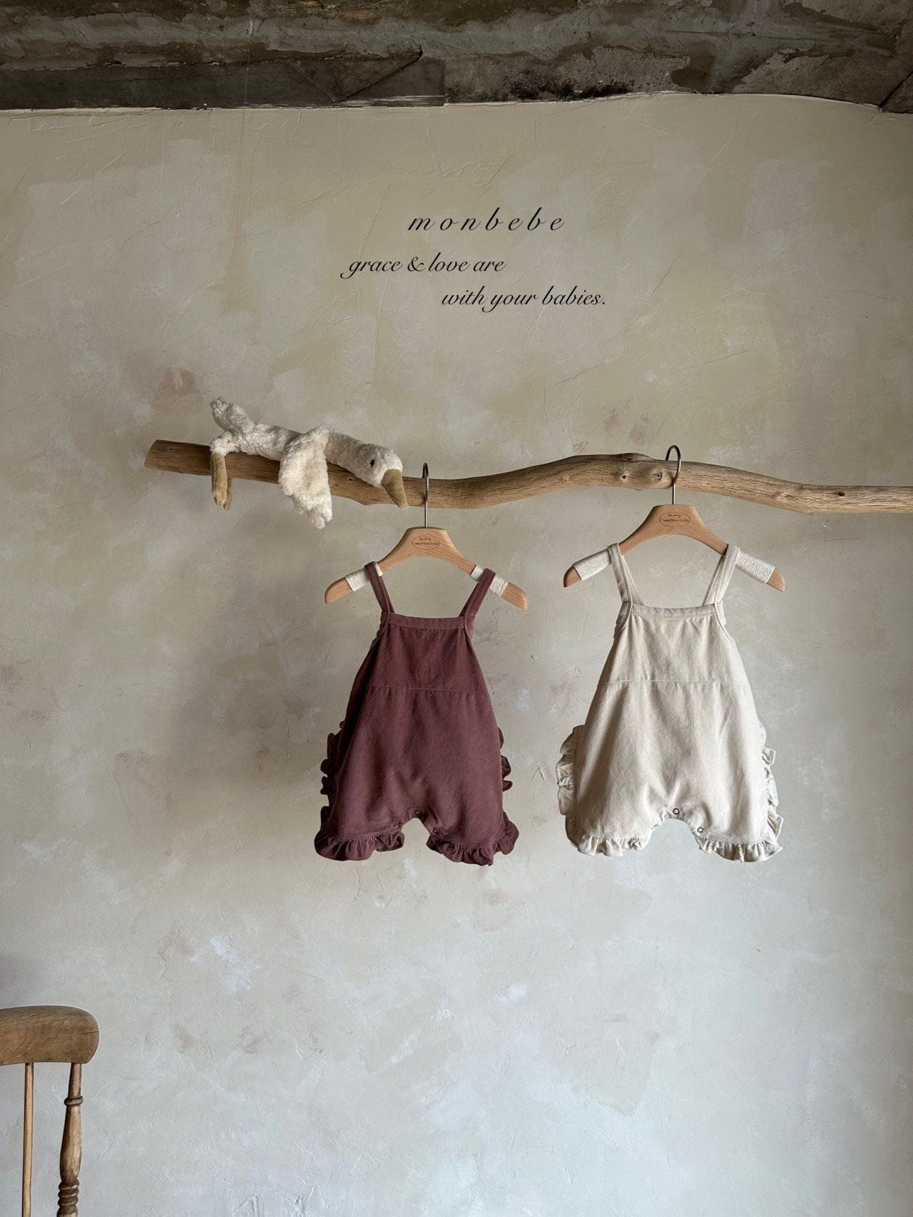 Frill Corduroy Suspender Pants