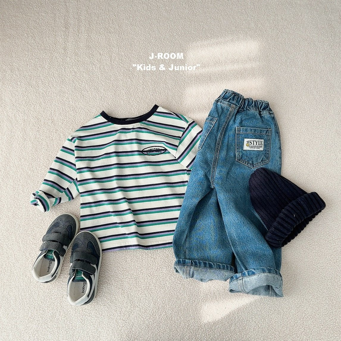 Point Label Wide Denim Pants