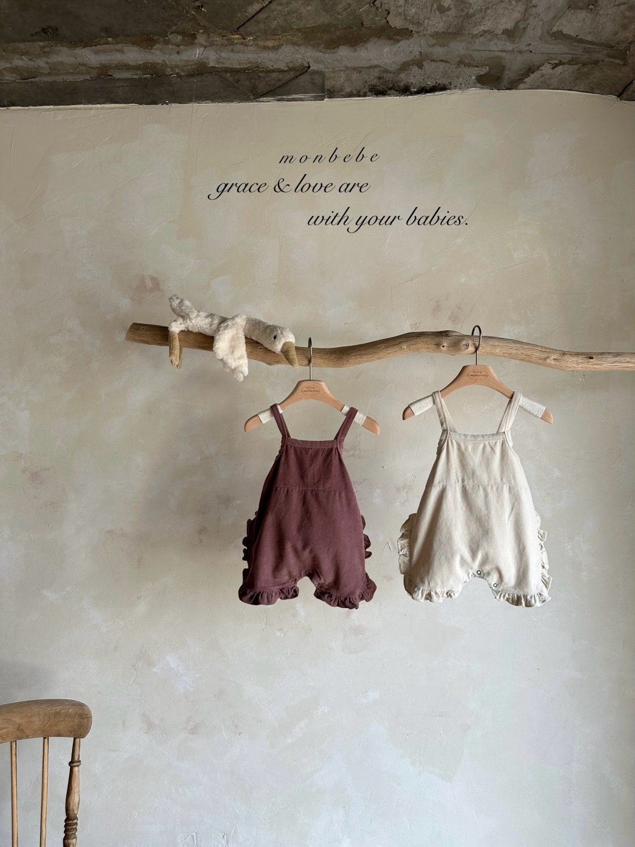 Frill Corduroy Suspender Pants