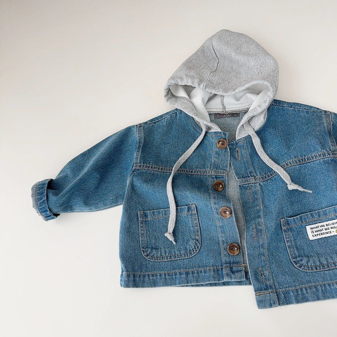 Label Hooded Denim Jacket