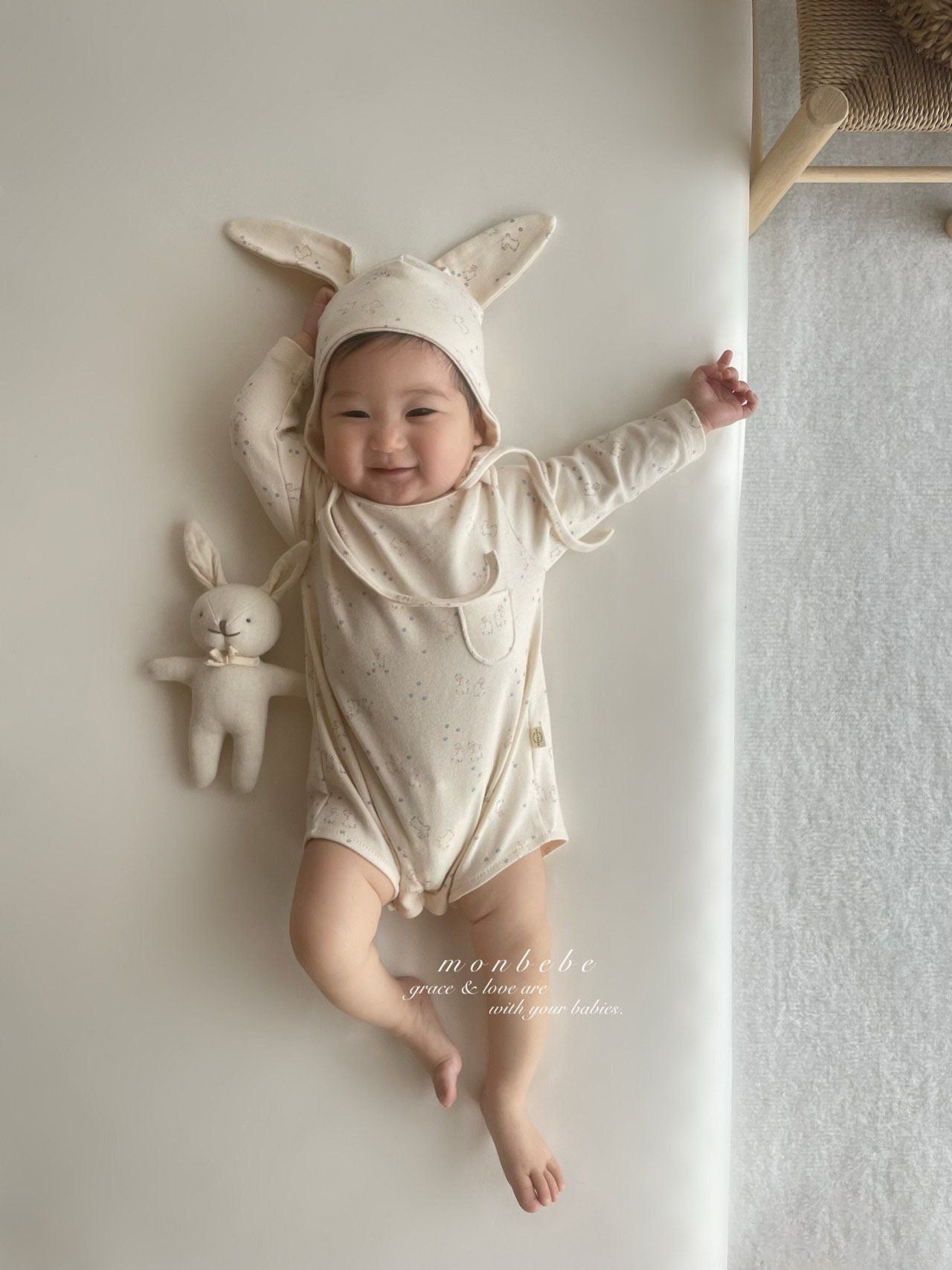 Print Bear Bunny Suit (with Bonnet)