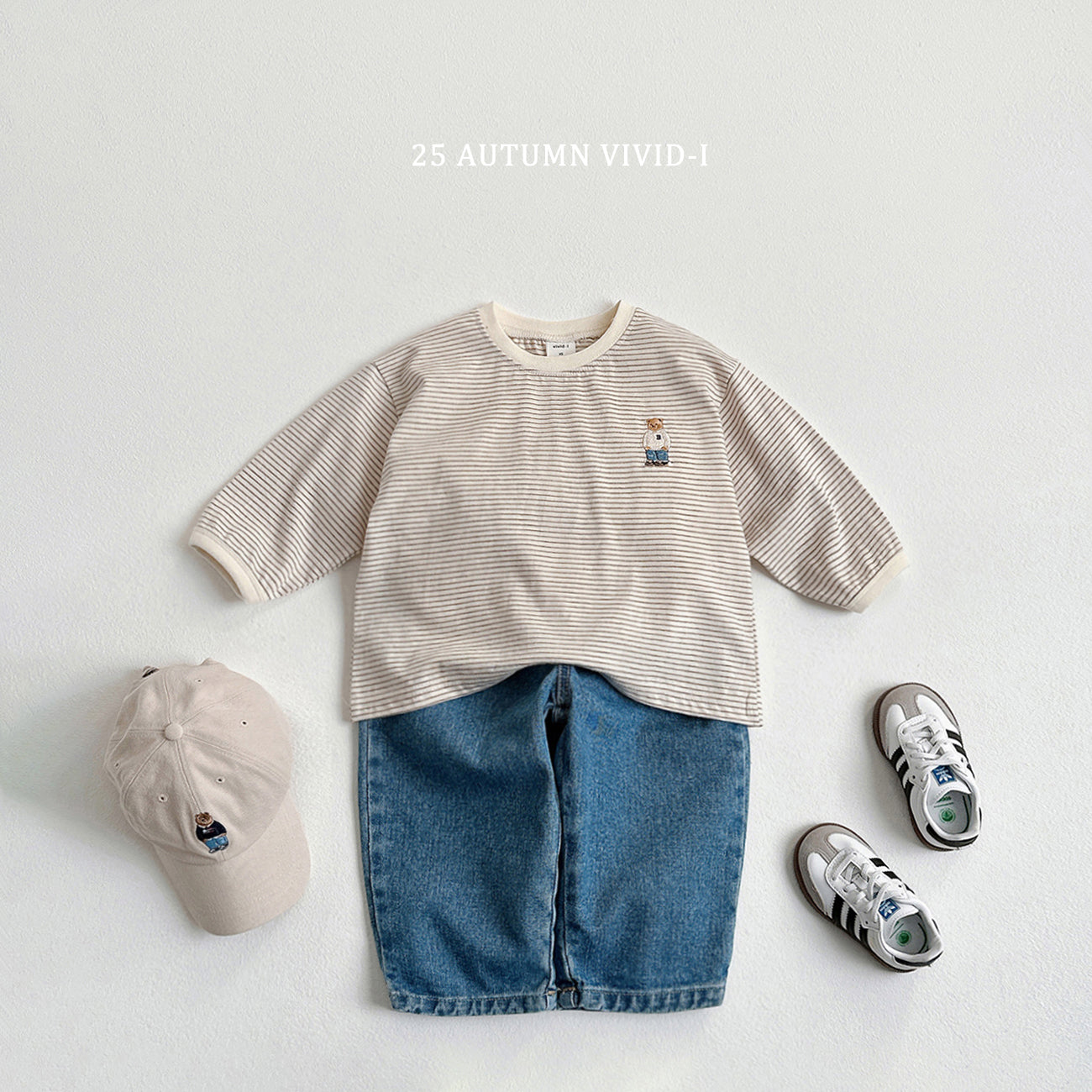Bear Embroidery Stripe T-shirt