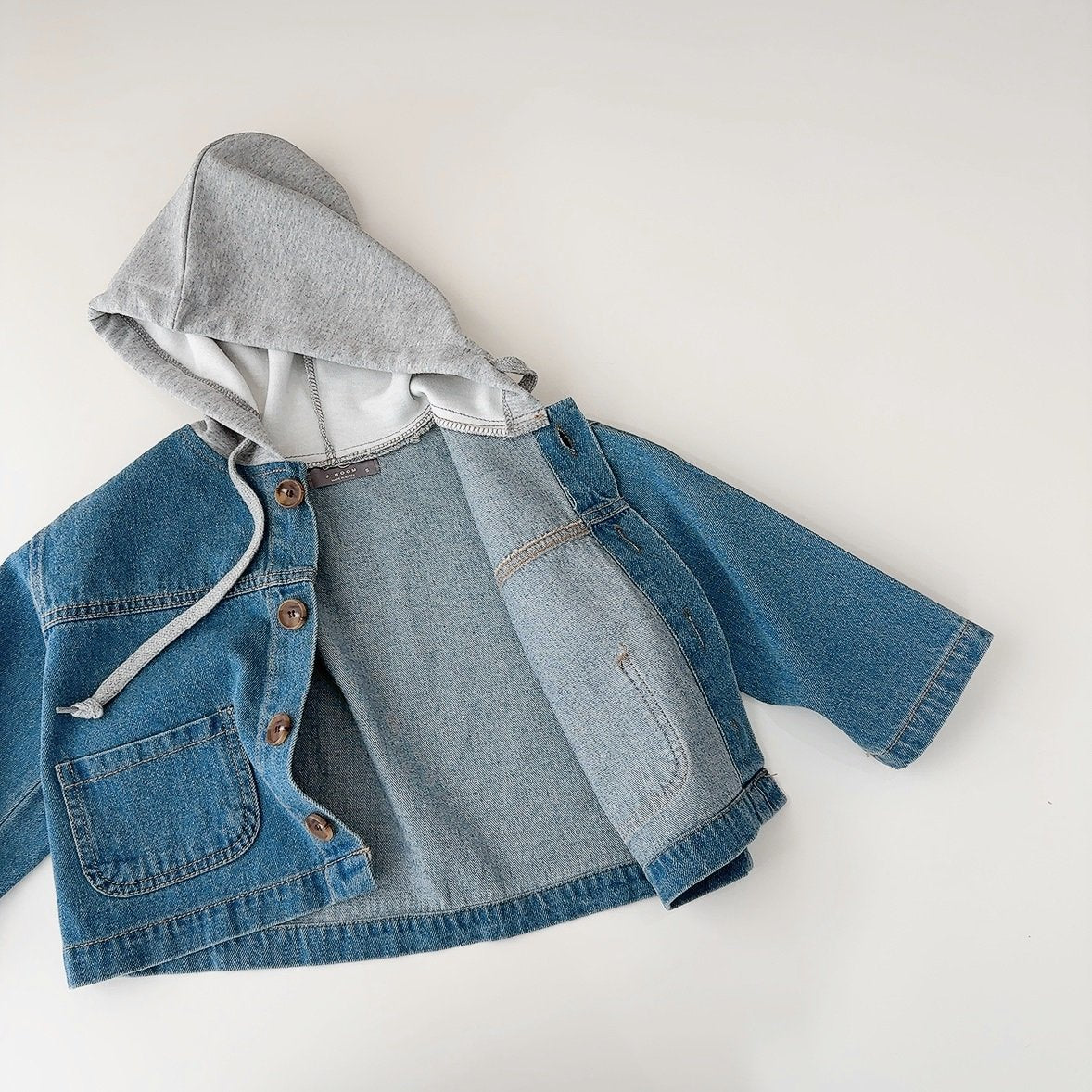 Label Hooded Denim Jacket