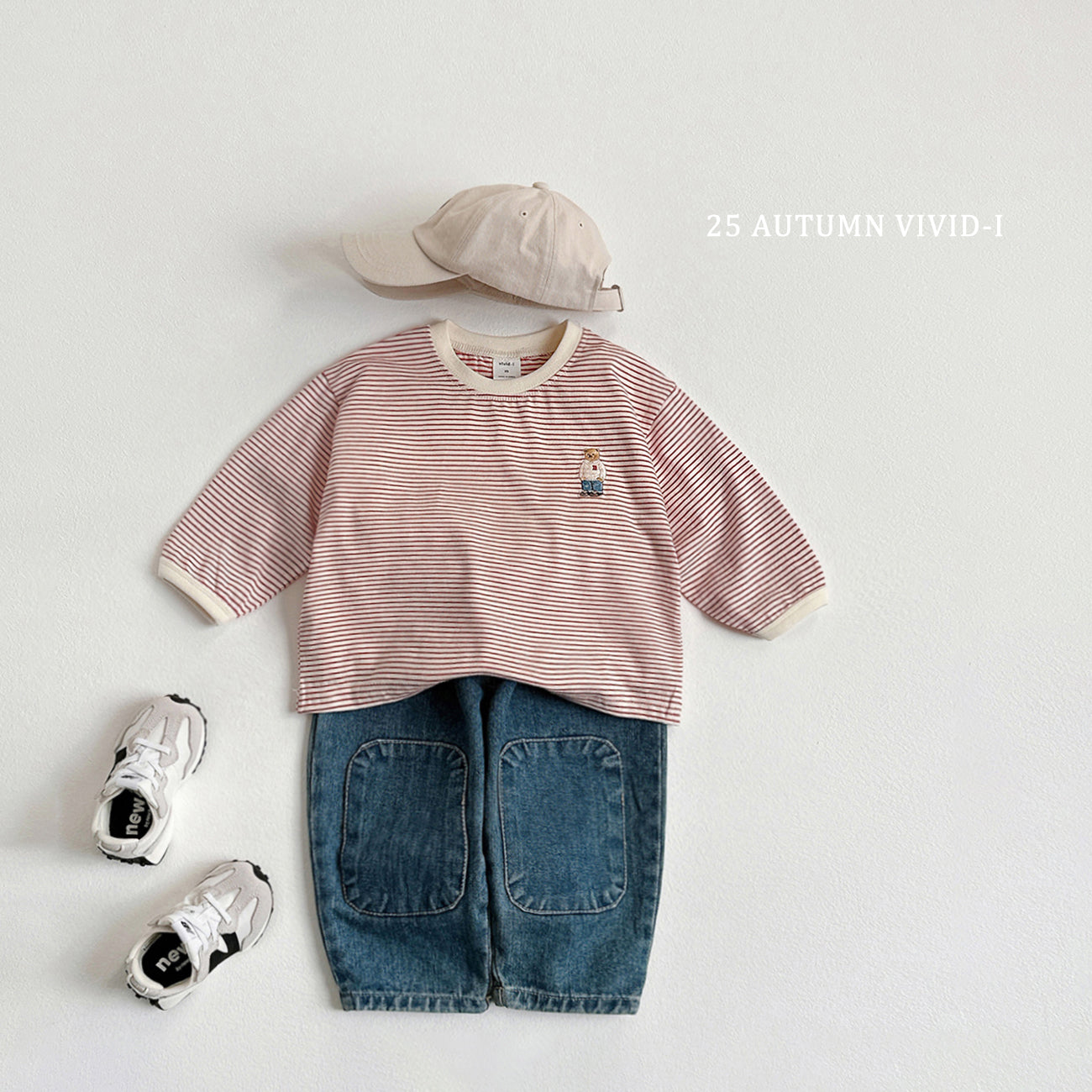 Bear Embroidery Stripe T-shirt