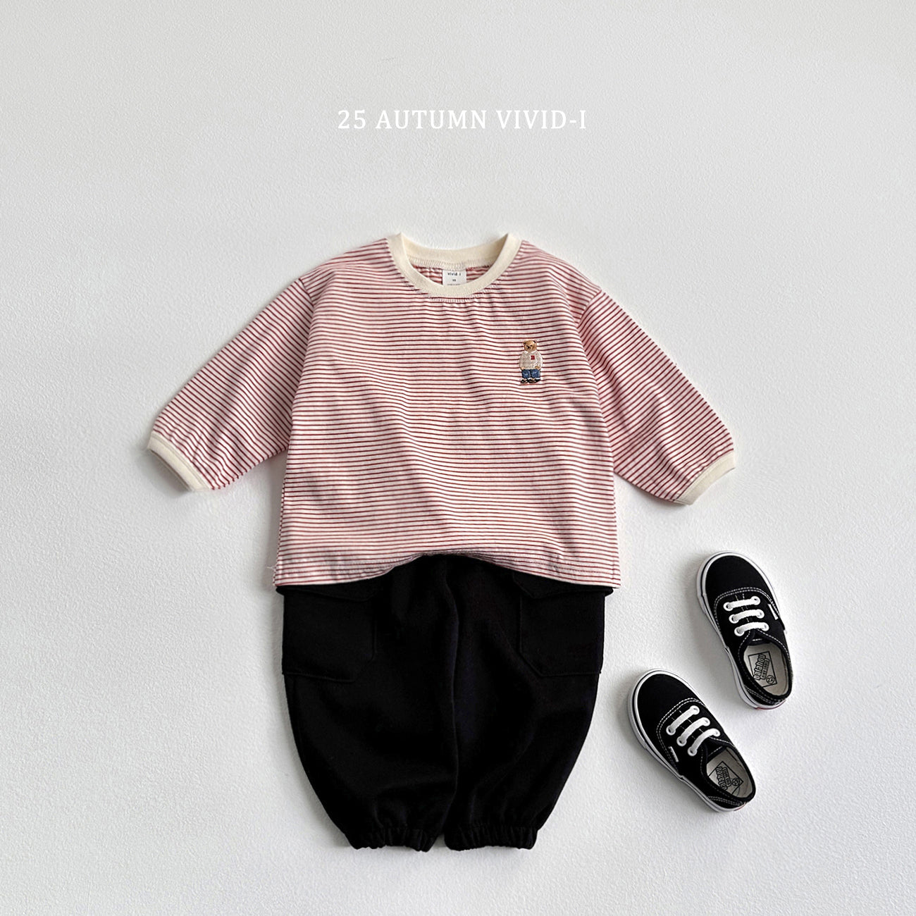 Bear Embroidery Stripe T-shirt