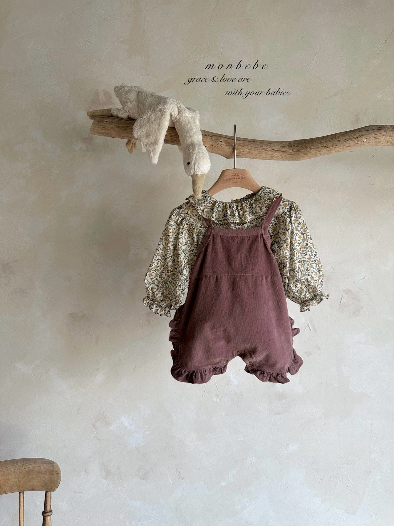 Frill Corduroy Suspender Pants