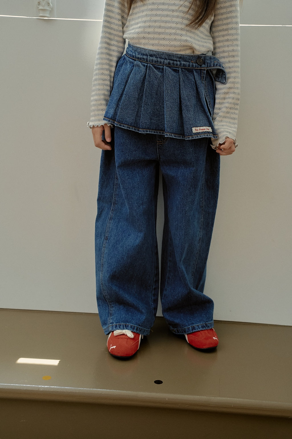 Pleated Denim Pants