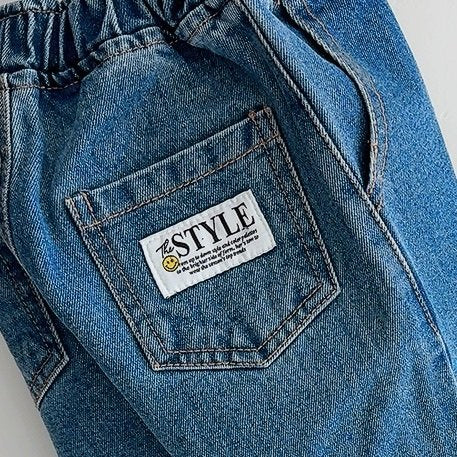 Point Label Wide Denim Pants