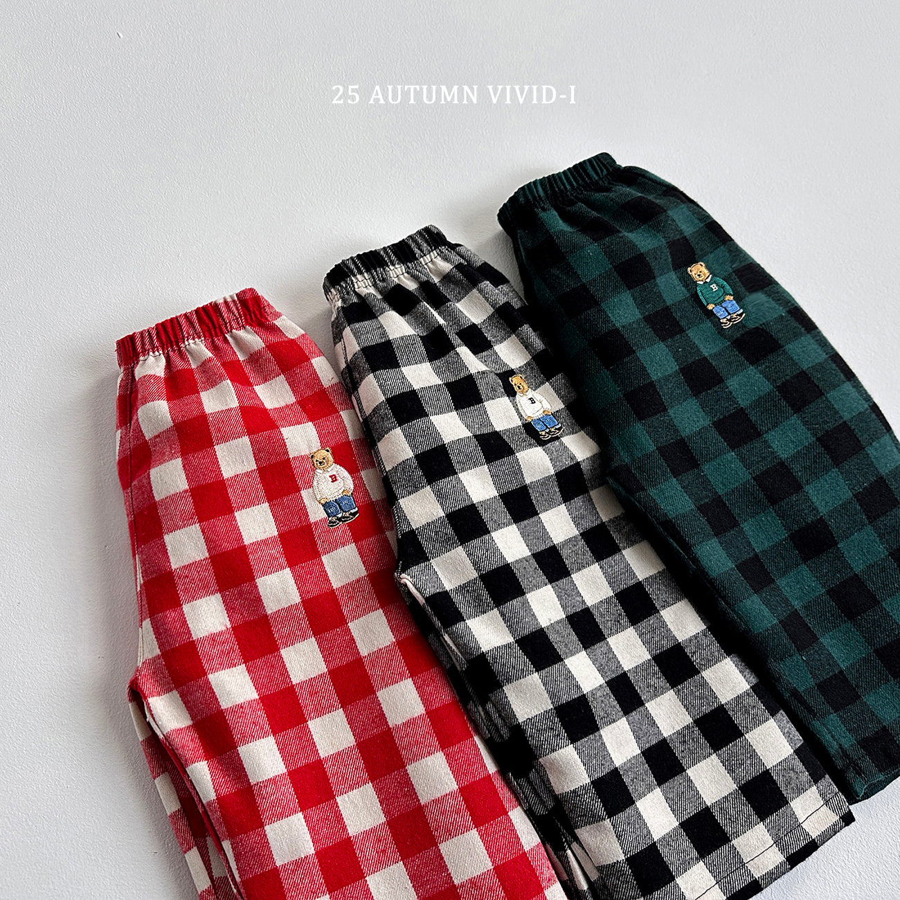 Check Bear Embroidery Pants