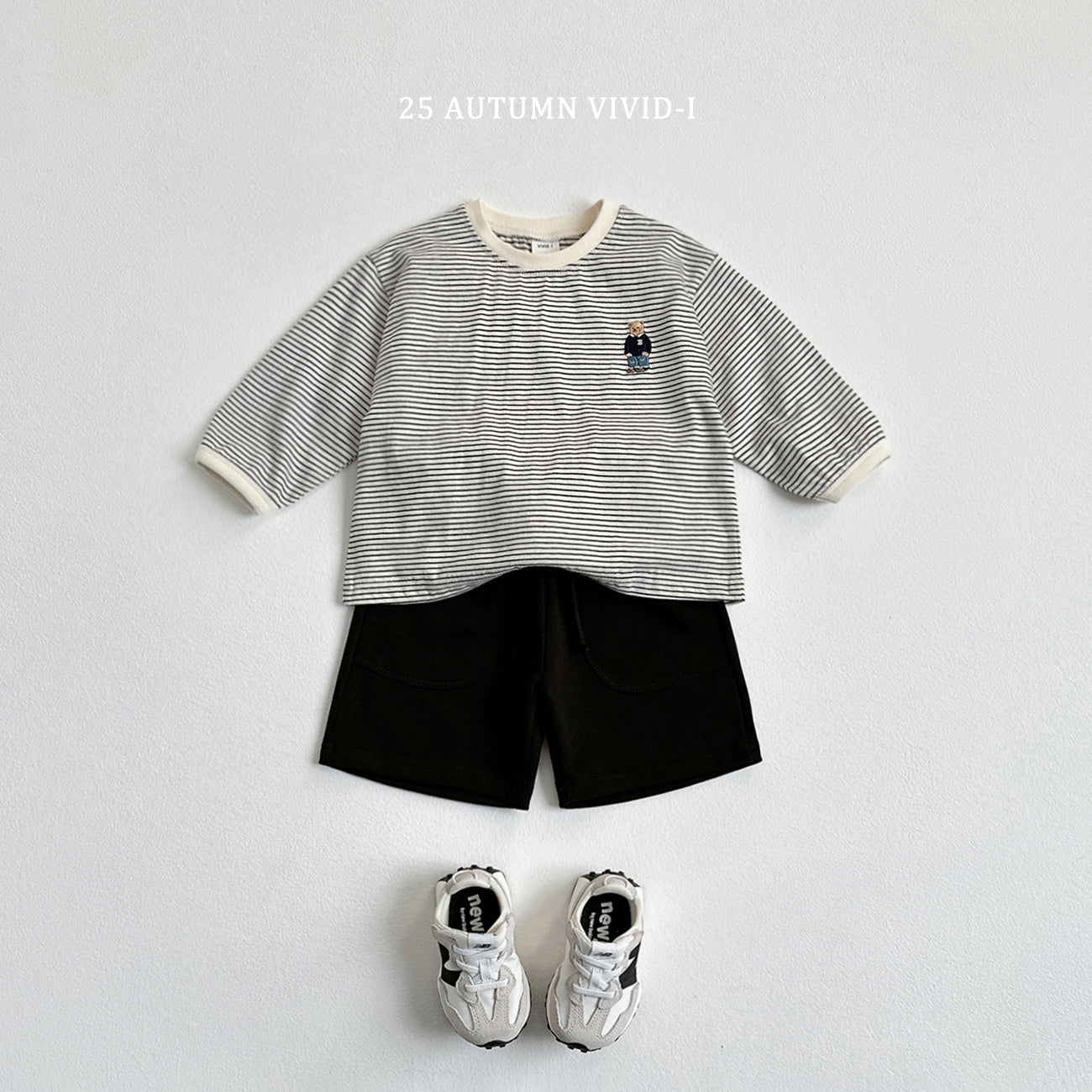 Bear Embroidery Stripe T-shirt