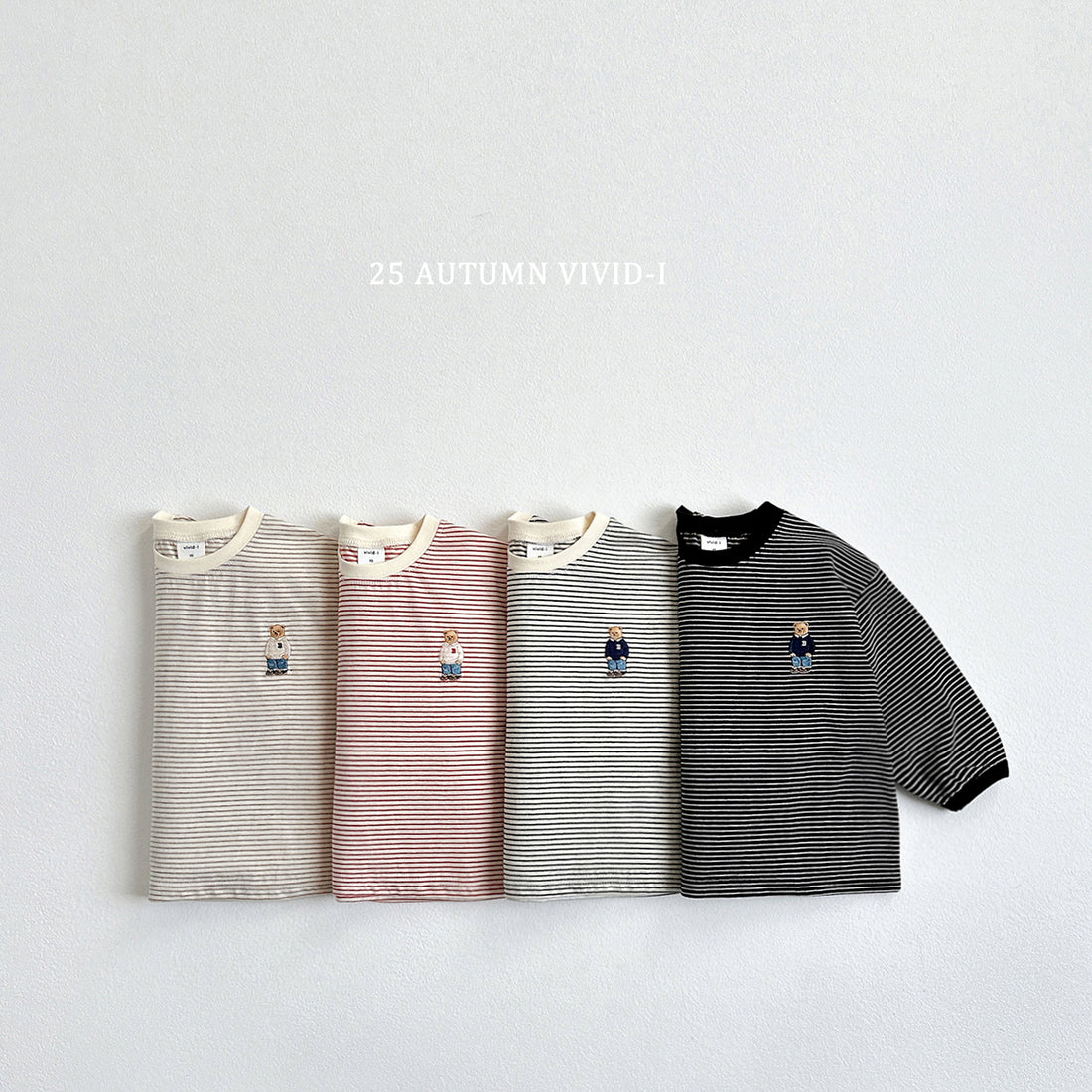Bear Embroidery Stripe T-shirt