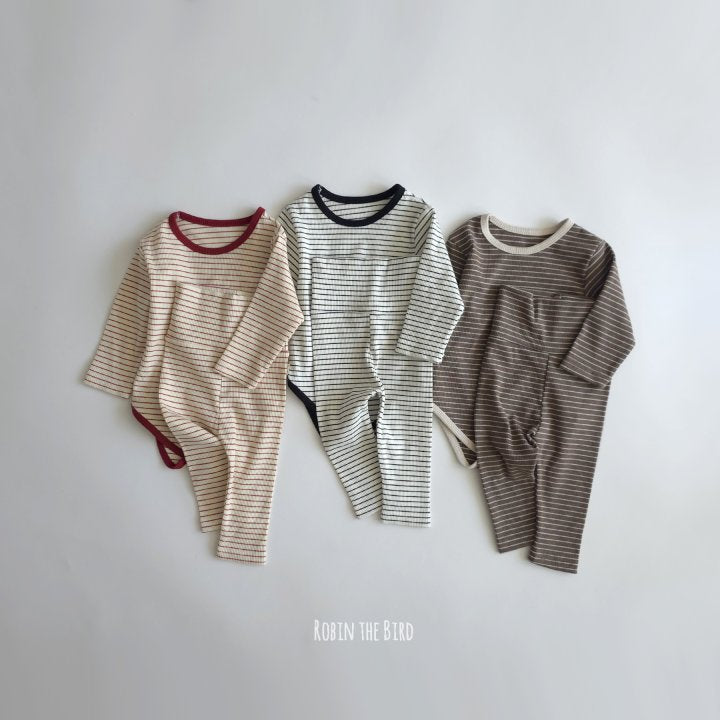 Striped Ribbed Bodysuit Set