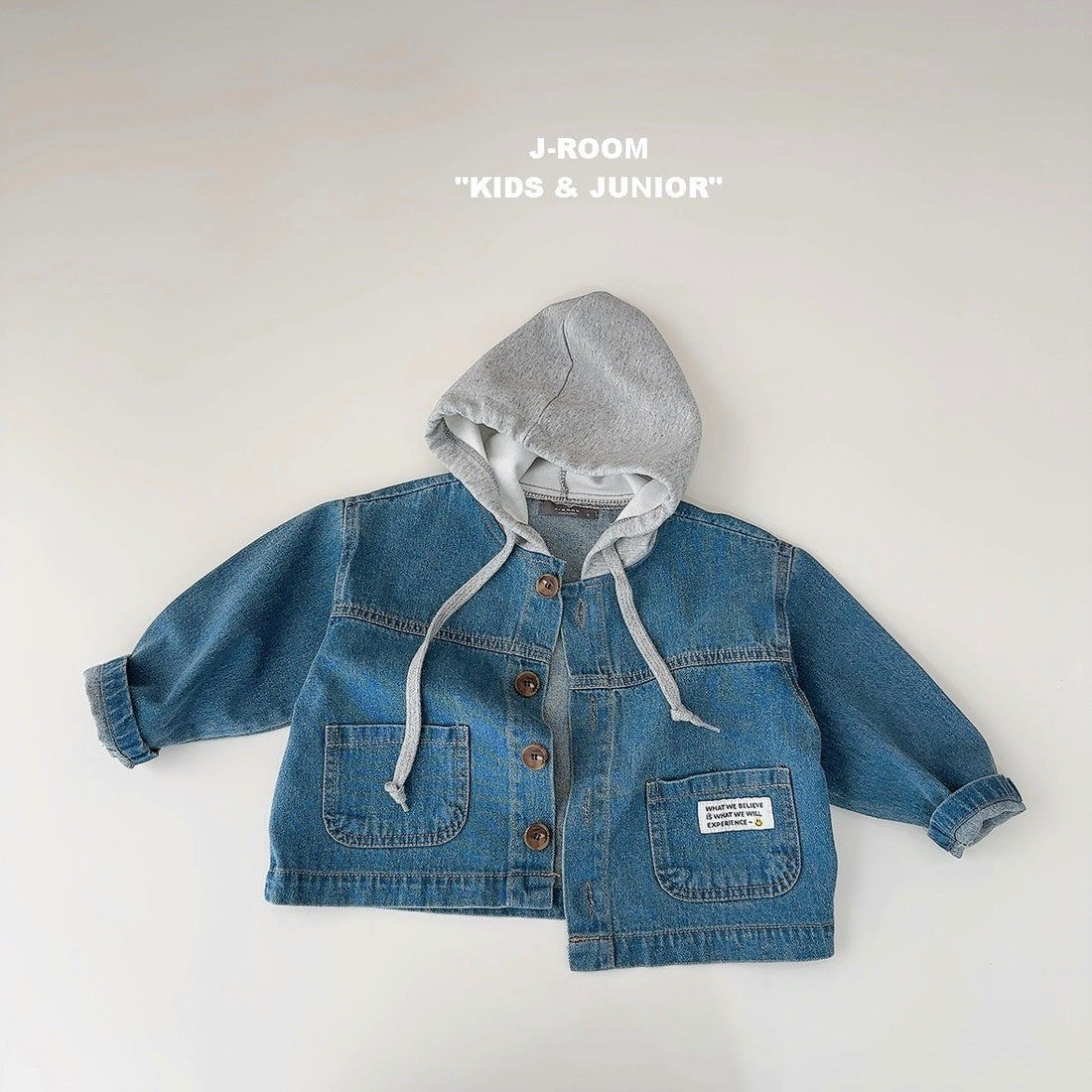 Label Hooded Denim Jacket