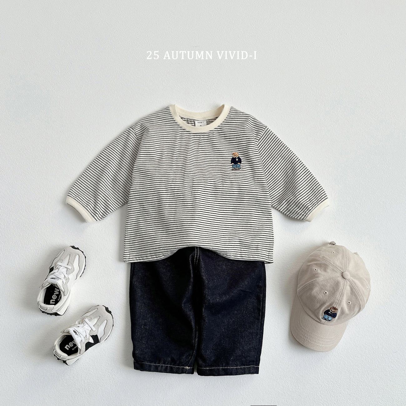 Bear Embroidery Stripe T-shirt