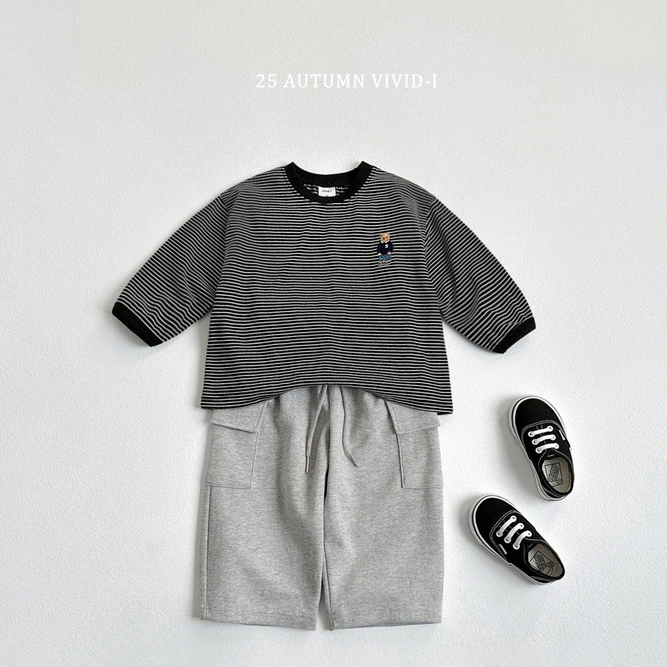 Bear Embroidery Stripe T-shirt