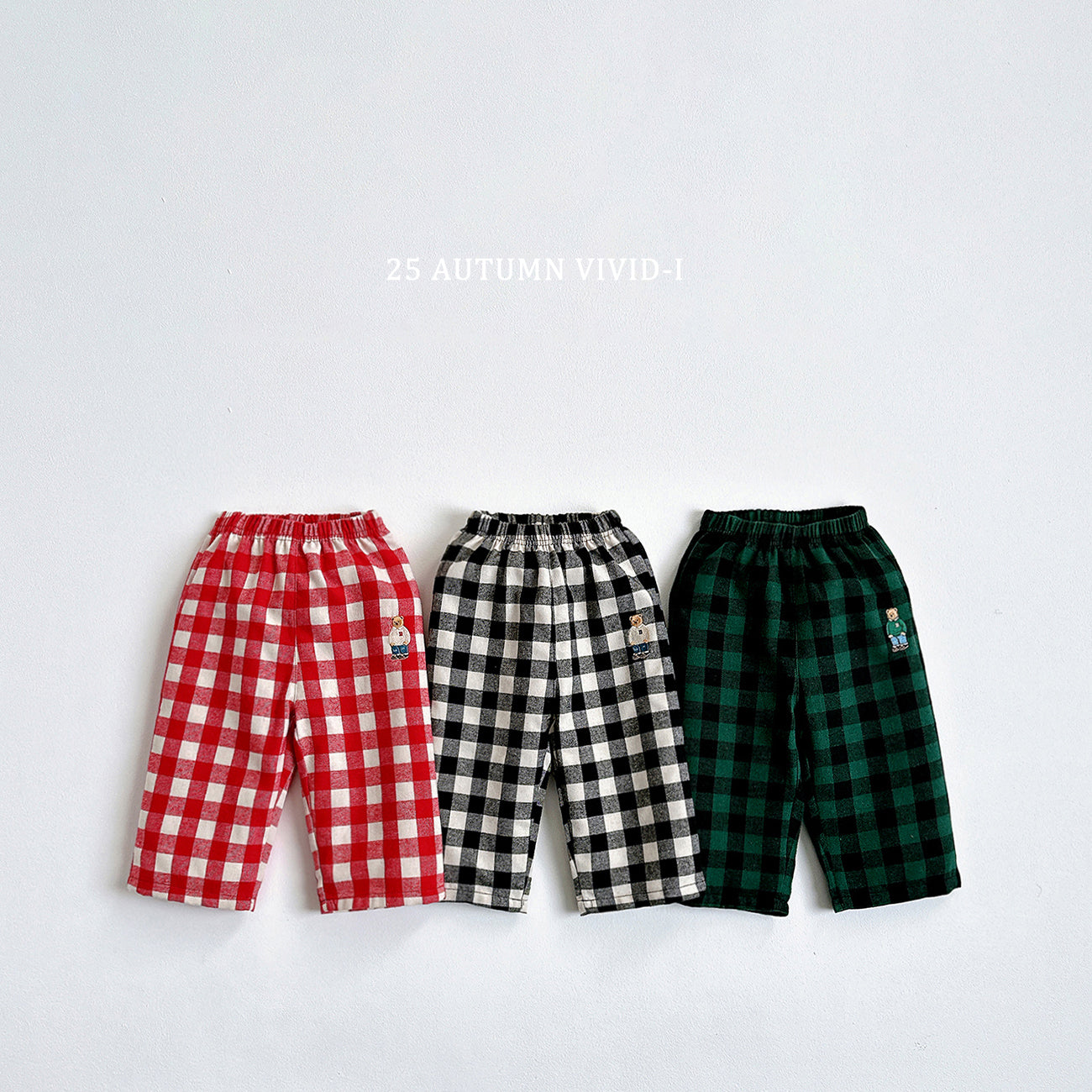 Check Bear Embroidery Pants