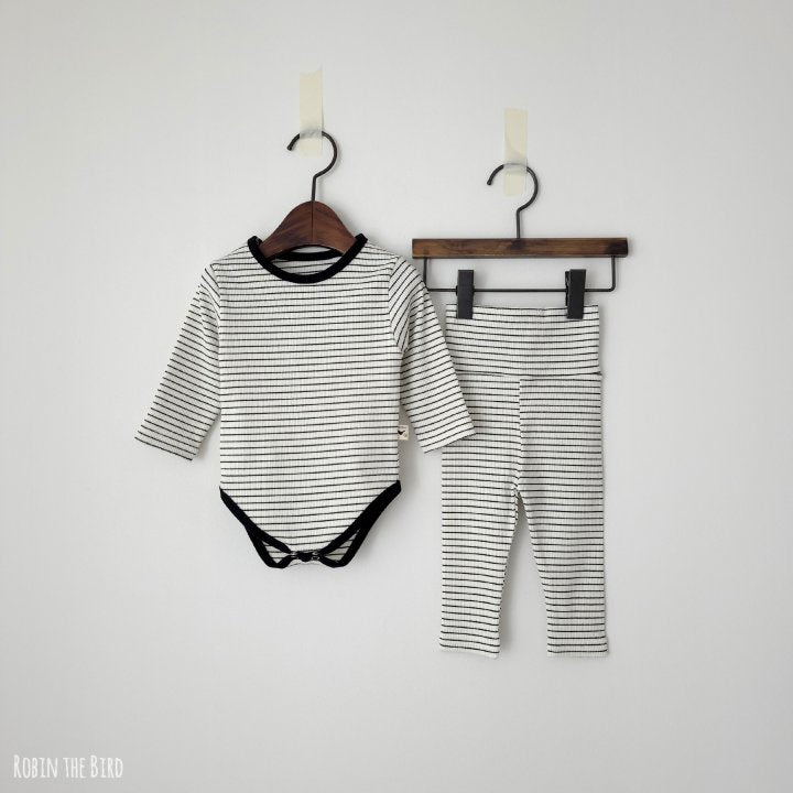 Striped Ribbed Bodysuit Set