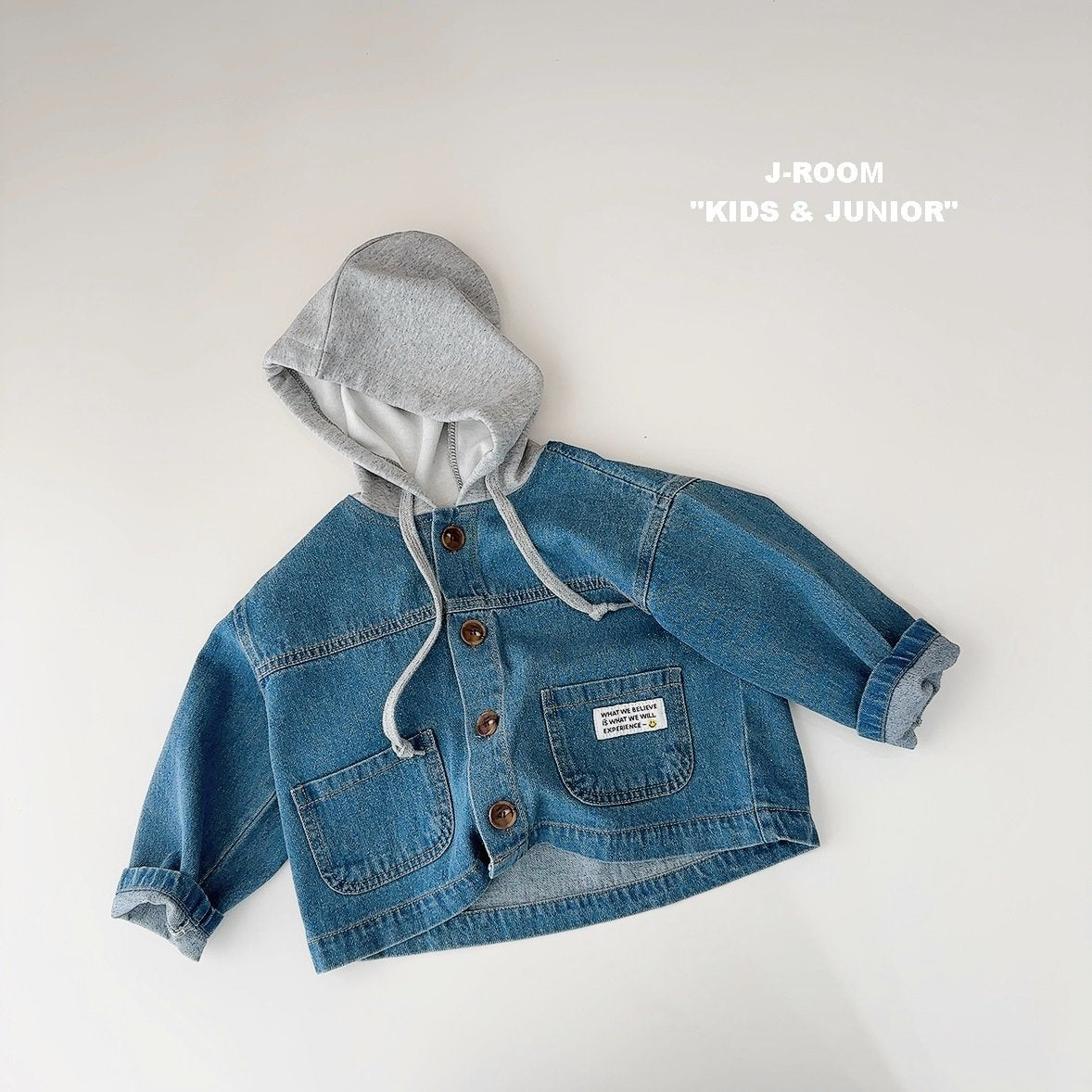 Label Hooded Denim Jacket