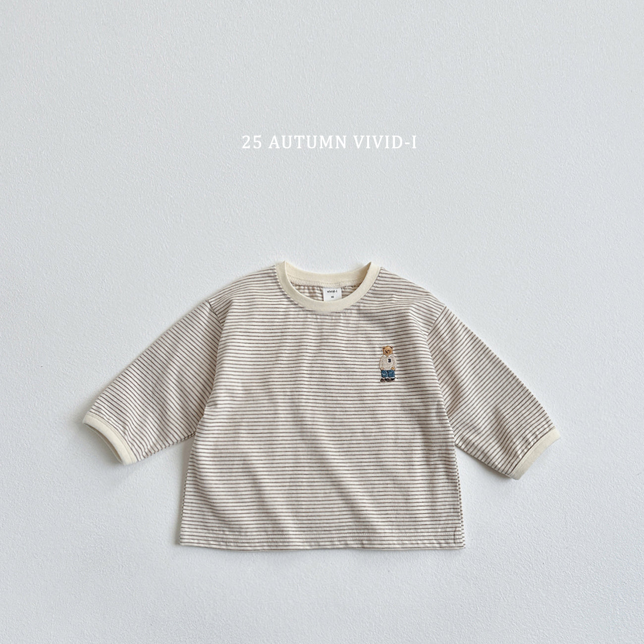 Bear Embroidery Stripe T-shirt