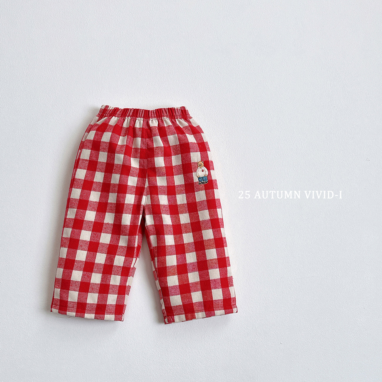 Check Bear Embroidery Pants