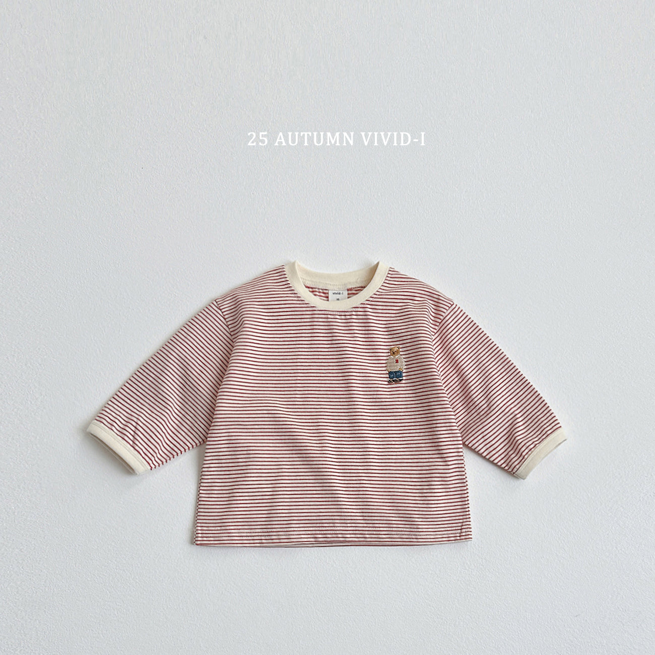 Bear Embroidery Stripe T-shirt
