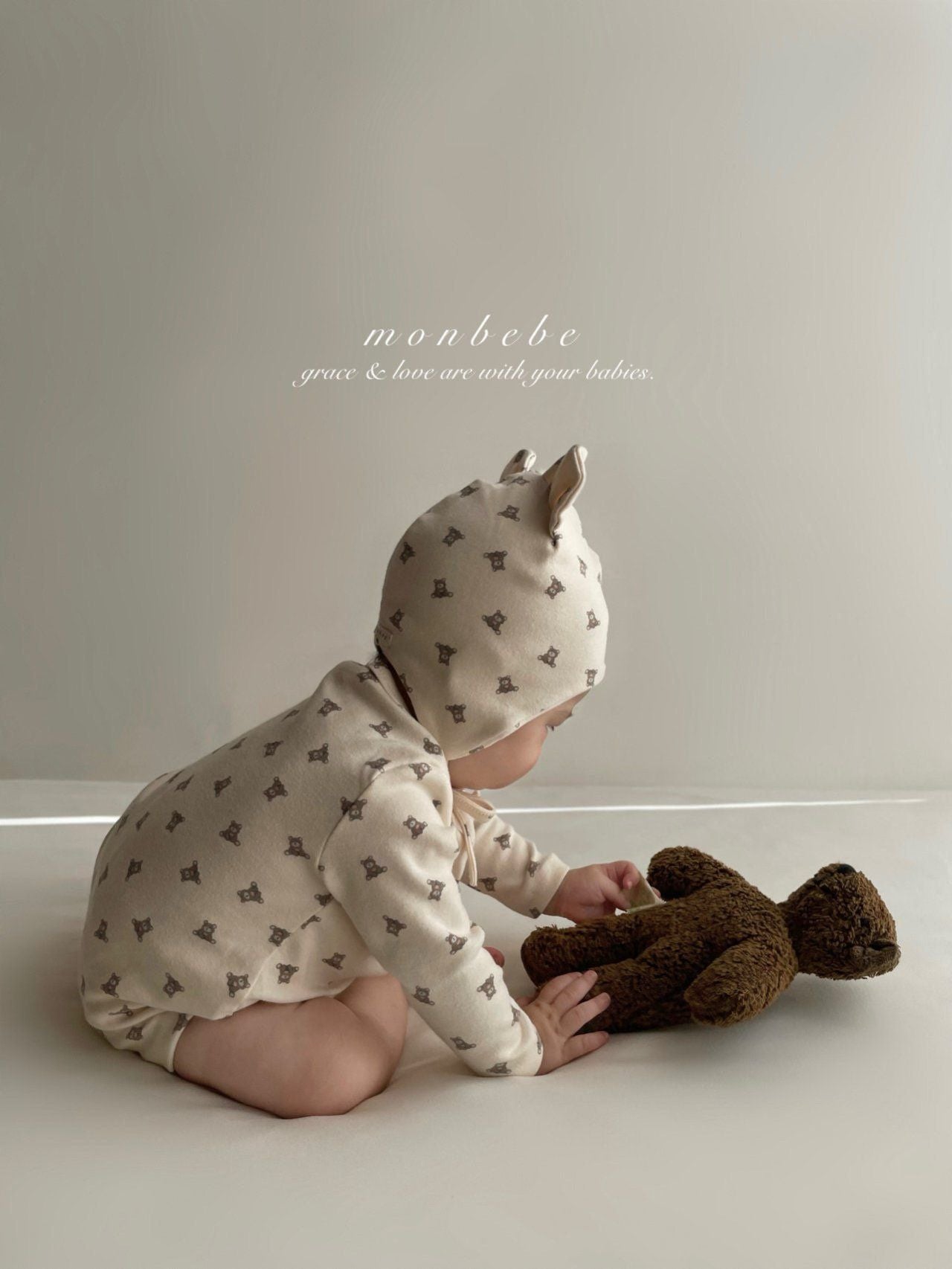 Print Bear Bunny Suit (with Bonnet)