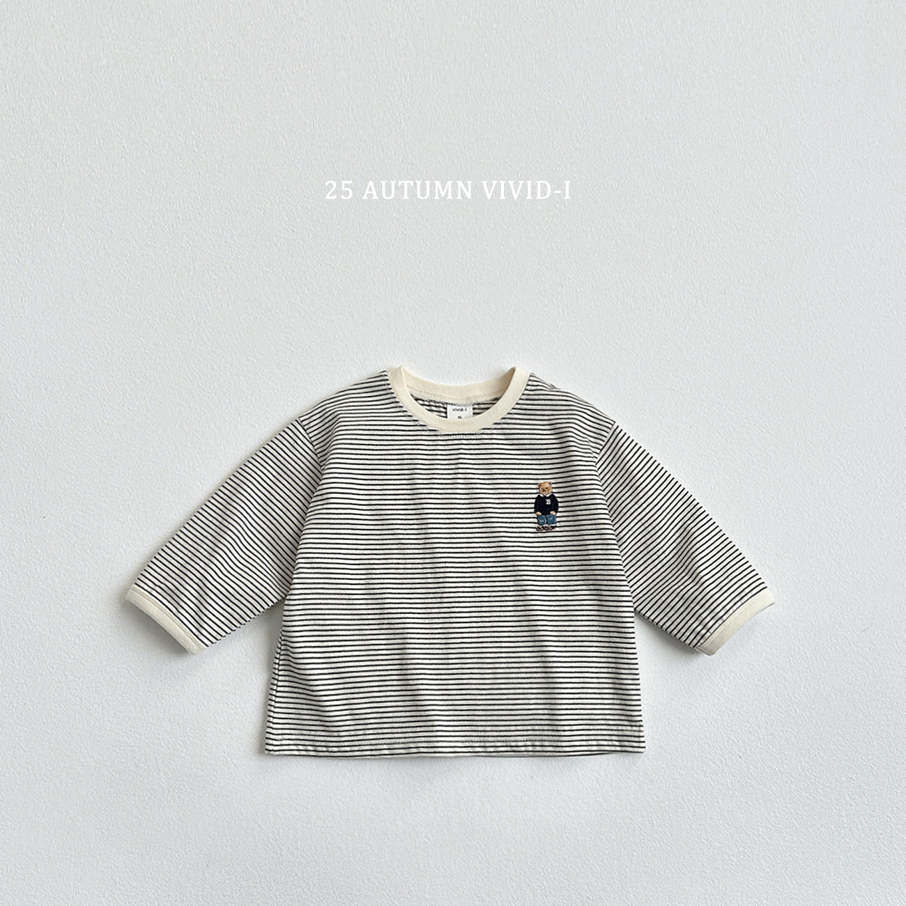Bear Embroidery Stripe T-shirt