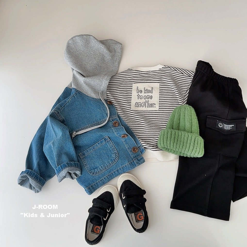 Label Hooded Denim Jacket
