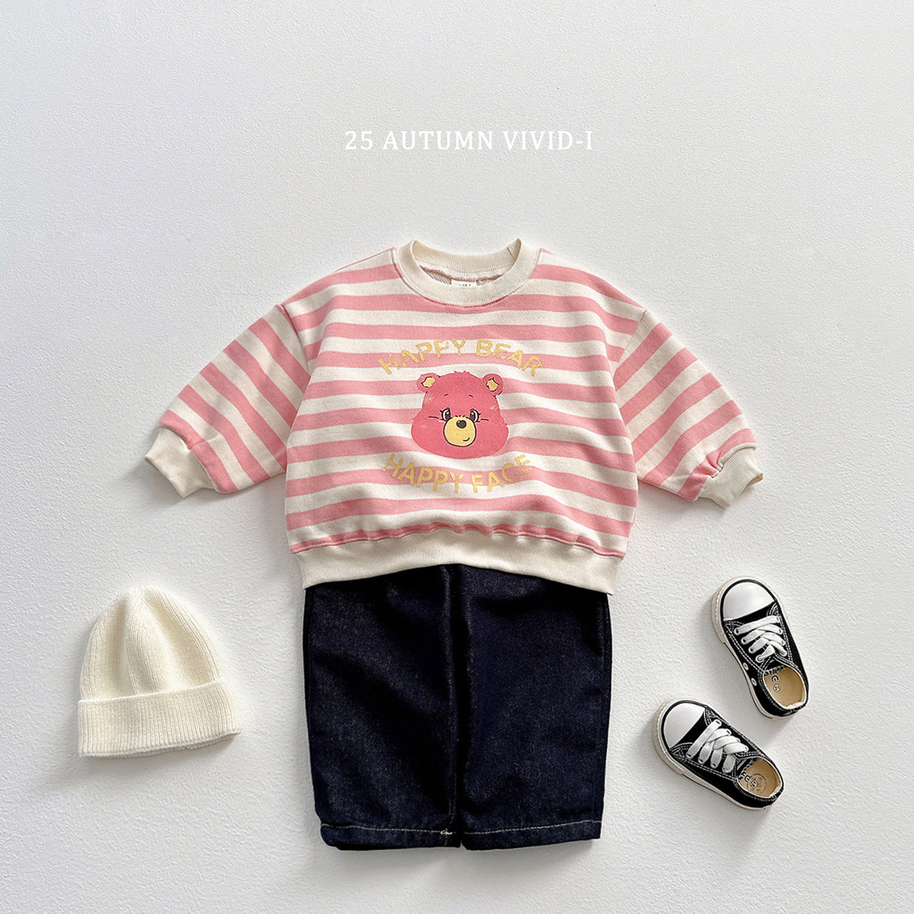 Happy Bear Stripe Sweatshirt