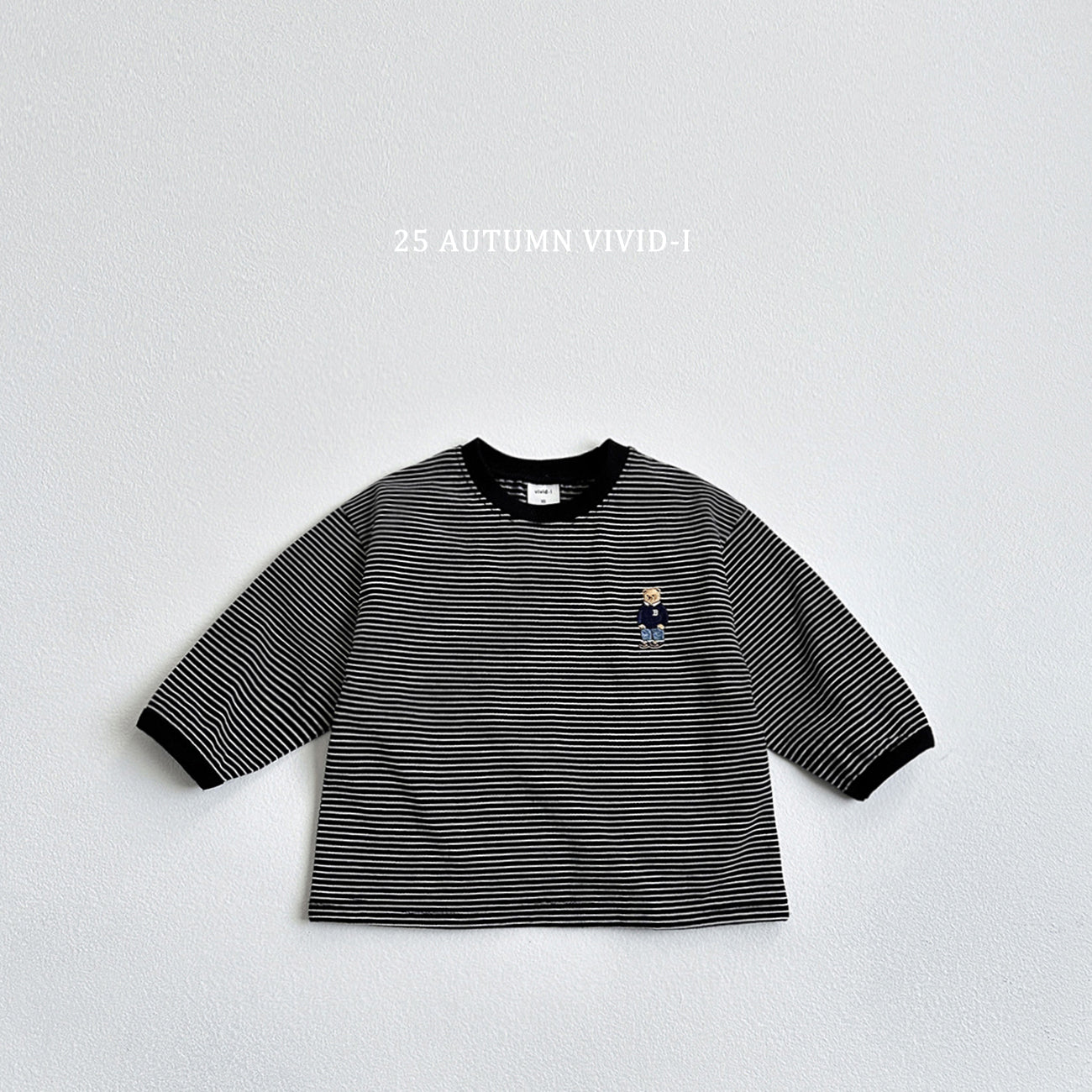 Bear Embroidery Stripe T-shirt