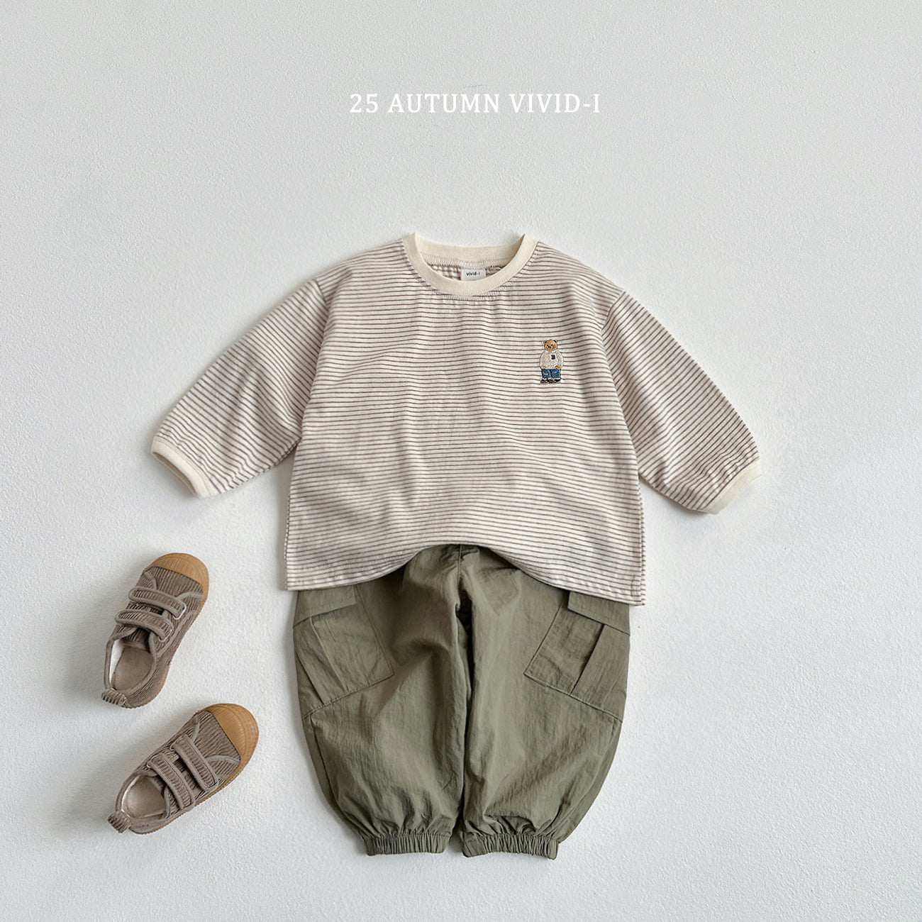 Bear Embroidery Stripe T-shirt