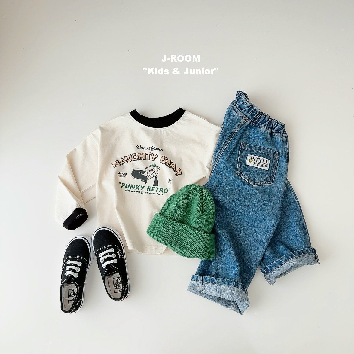 Point Label Wide Denim Pants