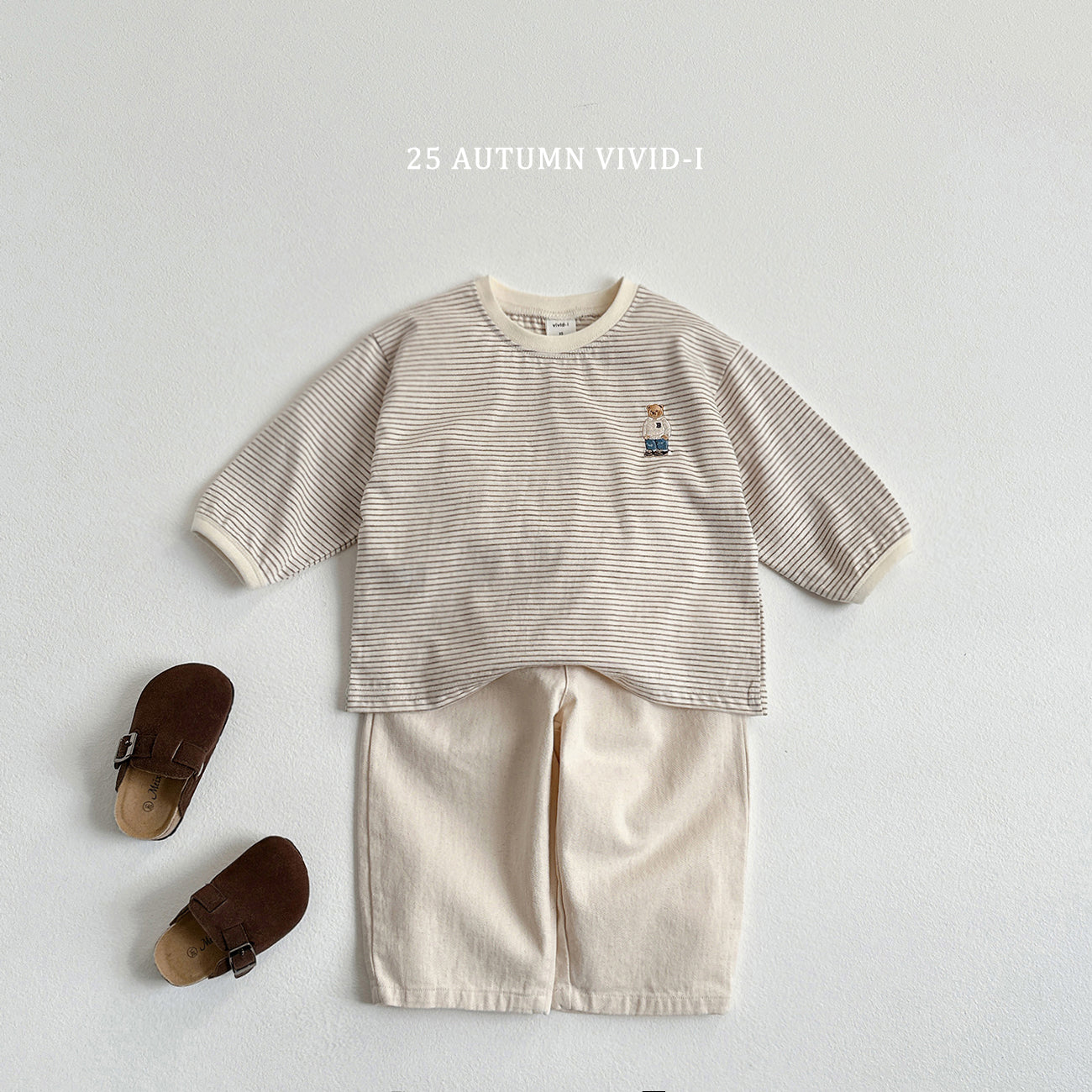 Bear Embroidery Stripe T-shirt