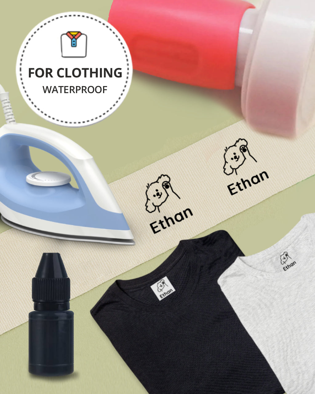 All in One Waterproof Name Stamp Bundle Kit